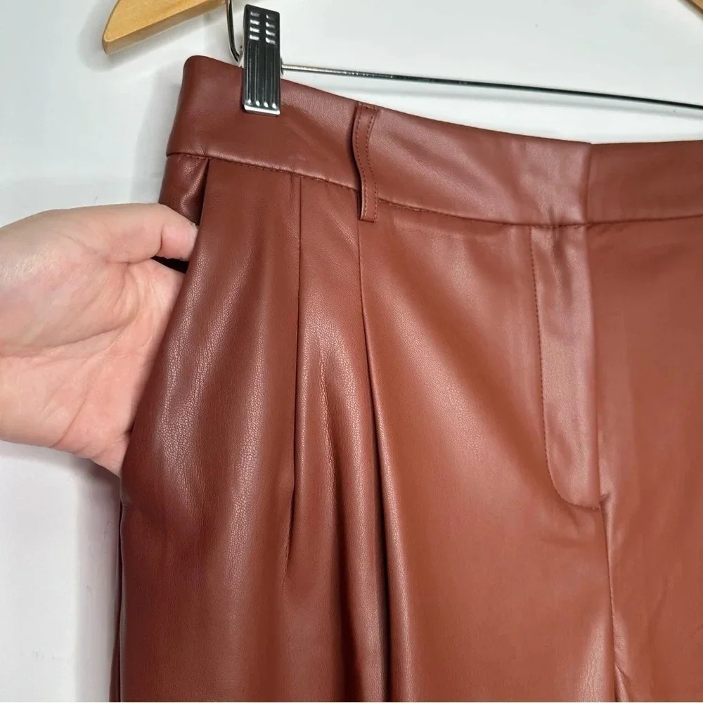 House Of Harlow 1960 NEW! Brown Faux Leather Pants Size 10 - Picture 3 of 8